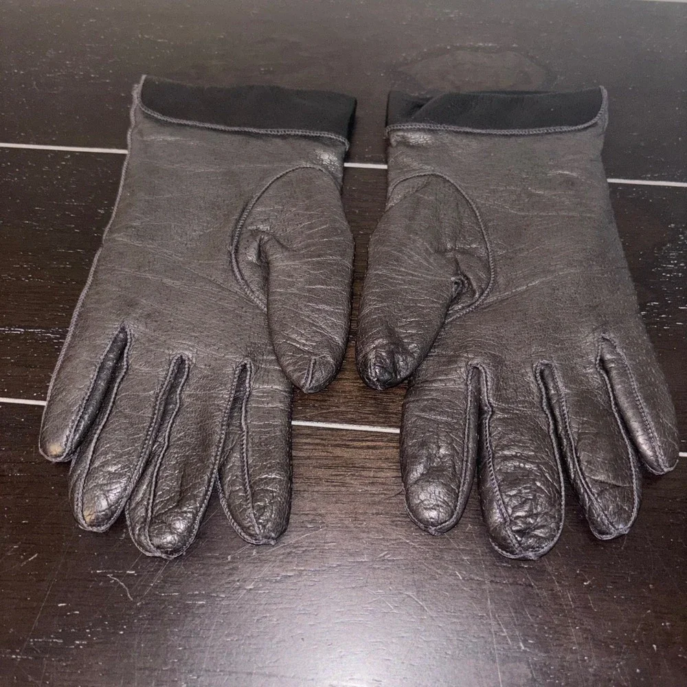 Vintage‎ | Caserini | Women's M | Dark Brown Leather Gloves Cashmere Blend Lined